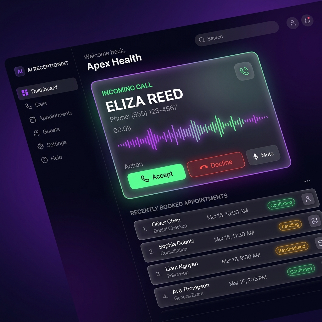 TalkWise AI receptionist dashboard